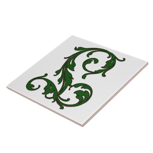 Leaf Letter L in Green Monogram Tegel Tegeltje (Zijkant)