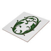 Leaf Letter O in Green Monogram Tegel Tegeltje (Zijkant)