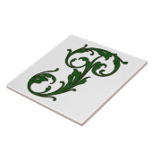 Leaf Letter P in Green Monogram Tegel Tegeltje (Zijkant)