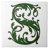Leaf Letter S in Green Monogram Tegel Tegeltje (Voorkant)