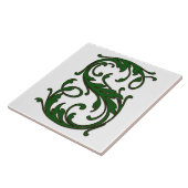 Leaf Letter S in Green Monogram Tegel Tegeltje (Zijkant)