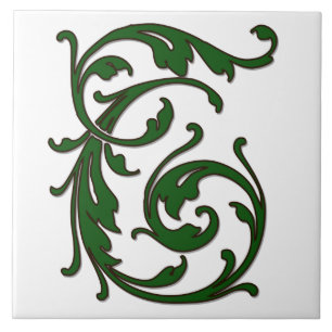 Leaf Letter T in Green Monogram Tegel Tegeltje