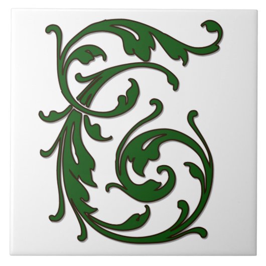 Leaf Letter T in Green Monogram Tegel Tegeltje (Voorkant)