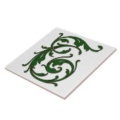 Leaf Letter T in Green Monogram Tegel Tegeltje (Zijkant)