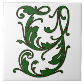 Leaf Letter Y in Green Monogram Tegel Tegeltje (Voorkant)