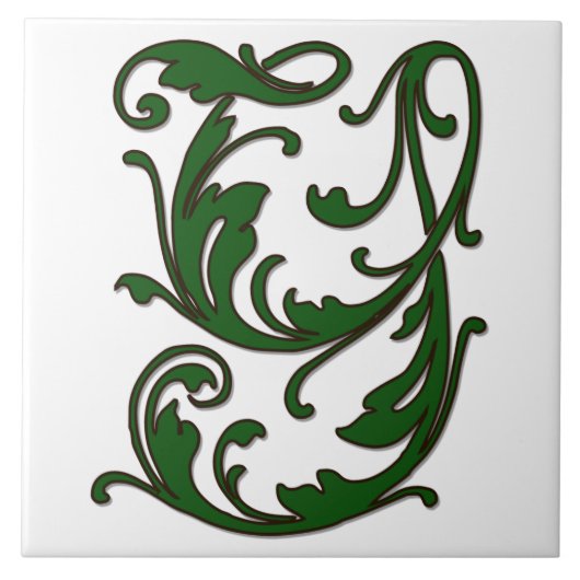 Leaf Letter Y in Green Monogram Tegel Tegeltje (Voorkant)