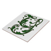 Leaf Letter Y in Green Monogram Tegel Tegeltje (Zijkant)