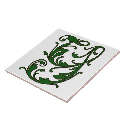 Leaf Letter Y in Green Monogram Tegel Tegeltje (Zijkant)