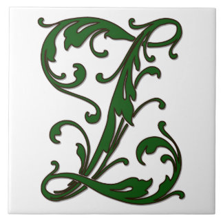 Leaf Letter Z in Green Monogram Tegel Tegeltje