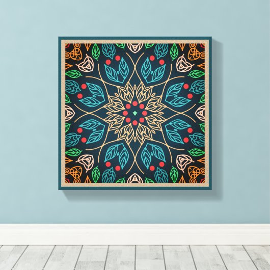 Leaf Line Art buitenshuis, oorspronkelijk natuur w Canvas Afdruk (Insitu (Houten vloer))