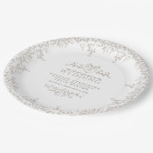 Leaf line art hartmonogram tan bruiloft papieren bordje (Gekanteld)