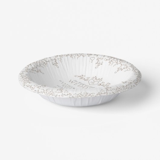 Leaf line art hartmonogram tan bruiloft papieren kommen (Gebogen)