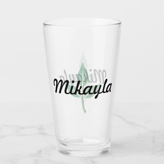 Leaf Logo met naam Glas (Achterkant)