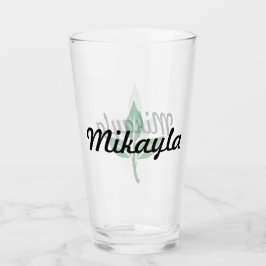 Leaf Logo met naam Glas