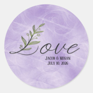 Leaf Love text trouwdag Ronde Sticker