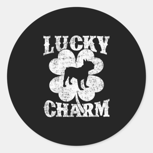 Leaf Lucky Charm Franse Bulldog St Patrick's Day Ronde Sticker (Voorkant)