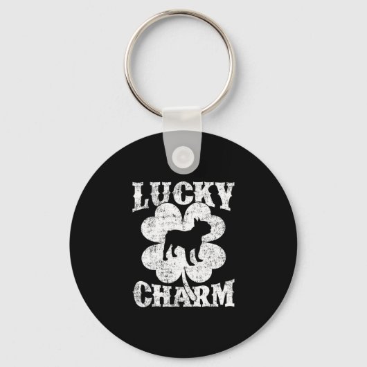 Leaf Lucky Charm Franse Bulldog St Patrick's Day Sleutelhanger (Voorkant)