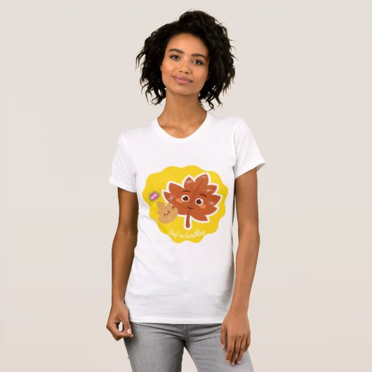 Leaf Me Breathless | Cute Autumn Leaf Pun Sticker T-shirt (Voorkant volledig)