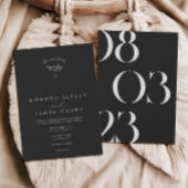 Leaf minimalistisch Elegant Zwart & Wit Bruiloft Kaart