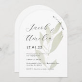 Leaf Modern Arch Engagement Party Kaart (Voorkant / Achterkant)