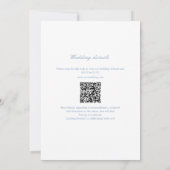 Leaf Monogram Crest Dusty Blue QR Code Wedding Kaart (Achterkant)