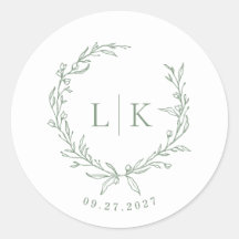 Leaf Monogram Sage Green Wedding