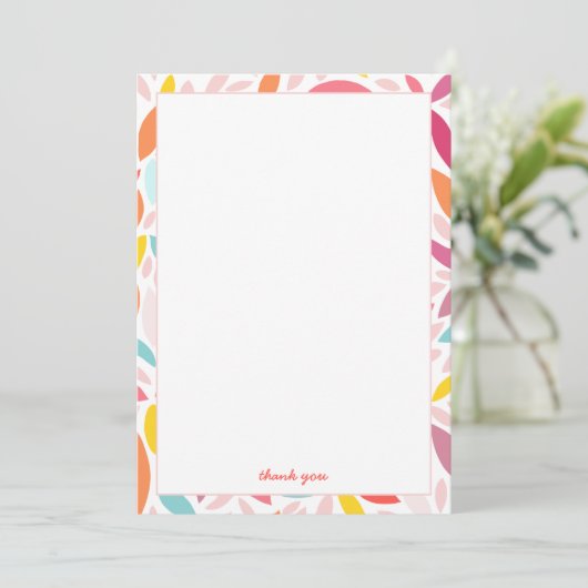 Leaf Mosaic Modern in koraal en roze Bedankkaart (Staand voorkant)