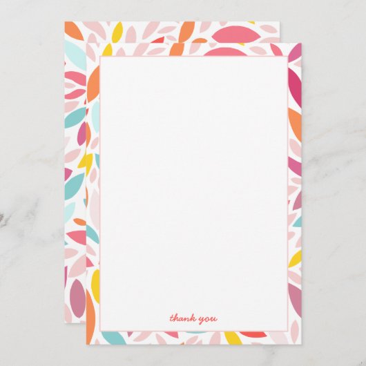 Leaf Mosaic Modern in koraal en roze Bedankkaart (Voorkant / Achterkant)