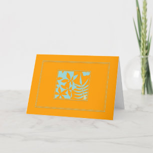 Leaf Motif Blauwgroen op Oranje horizontaal Wenska Kaart