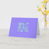 Leaf Motif Blauwgroen op Paars horizontaal Wenskaa Kaart (Gele Bloem)