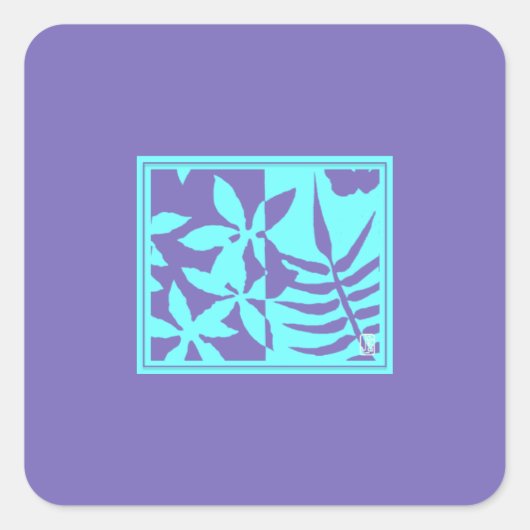 Leaf Motif Square Stickers (Voorkant)
