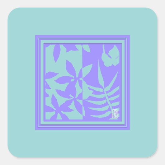 Leaf Motif Square Stickers (Voorkant)