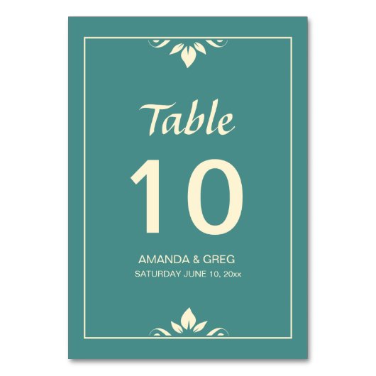 Leaf Motiff Wedding Table Kaart Numbers (Achterkant)