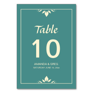 Leaf Motiff Wedding Table Kaart Numbers