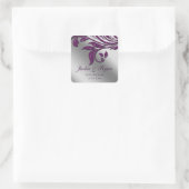 Leaf Opslaan Datum Bruiloft Stickers Paarse Sparkl (Tas)