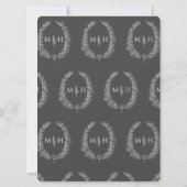 Leaf oval line art bruiloft donkergrijs en wit kaart (Achterkant)