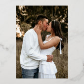 Leaf oval line art bruiloft foto donkerblauw goud folie uitnodiging (Achterkant)