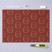 Leaf oval monogram tekening dark red gold bruiloft tissuepapier (Craft)
