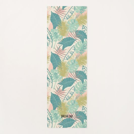 Leaf Patroon aangepaste monogram yoga mat (Voorkant)