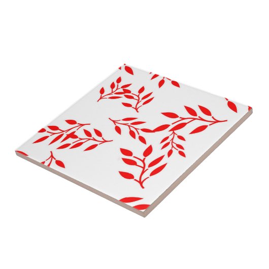 Leaf Pattered Ceramic Tile Tegeltje (Zijkant)