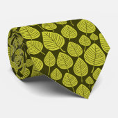 Leaf Pattern 02 - Banana Yellow on Dark Olive Stropdas (Opgerold)