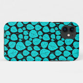 Leaf Pattern 02 - Cyaan op Black Case-Mate iPhone Case (Achterkant (horizontaal))