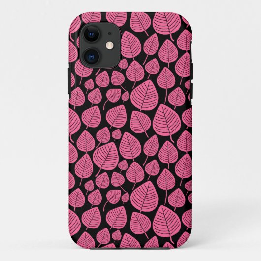 Leaf Pattern 02 - Deep Pink op Black Case-Mate iPhone Case (Achterkant)