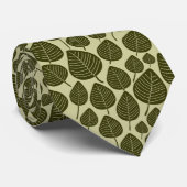 Leaf Pattern 02 - Donkere olijfolie op Khaki Stropdas (Opgerold)