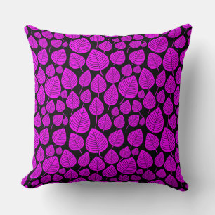 Leaf Pattern 02 - Magenta op Black Kussen