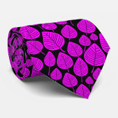 Leaf Pattern 02 - Magenta op Black Stropdas (Opgerold)