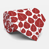 Leaf Pattern 02 - Ruby on White Stropdas (Opgerold)