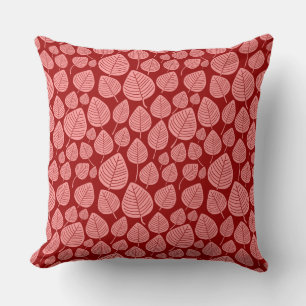 Leaf Pattern 02 - Soft Pink op Ruby Red Kussen