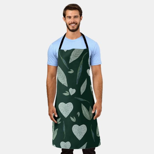 Leaf Pattern Botanical Boho Keuken Schort (Gedragen)