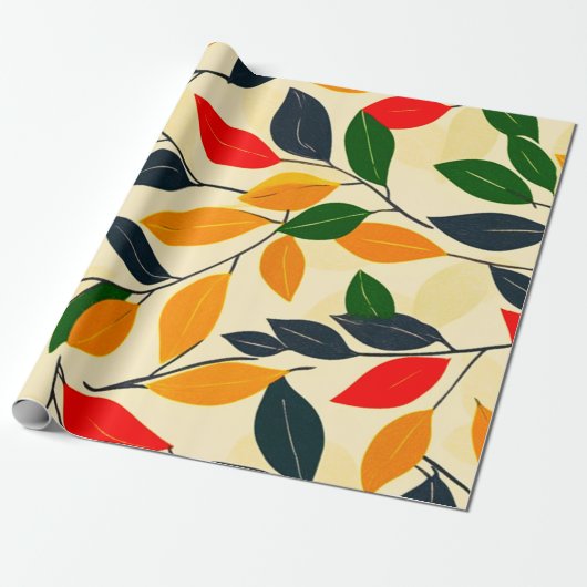 Leaf Pattern Cadeaupapier (Uitgerold)